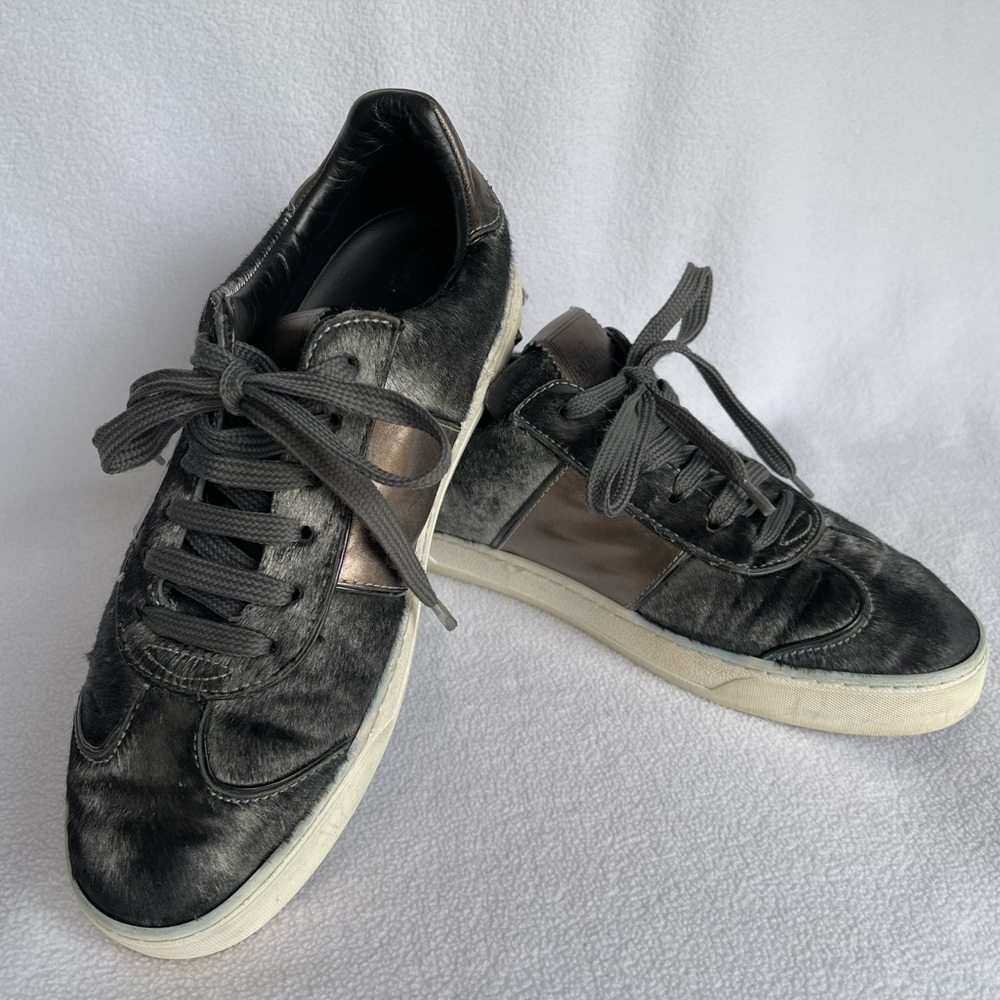 VALENTINO Garavani Rockstud Black & Bronze Leather Sneakers, M 7/W 8.5